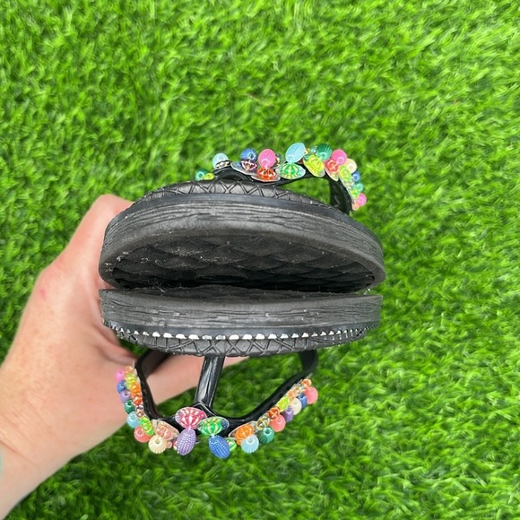 Black Beaded Flip Flops size 9.5 - Picture 8 of 9